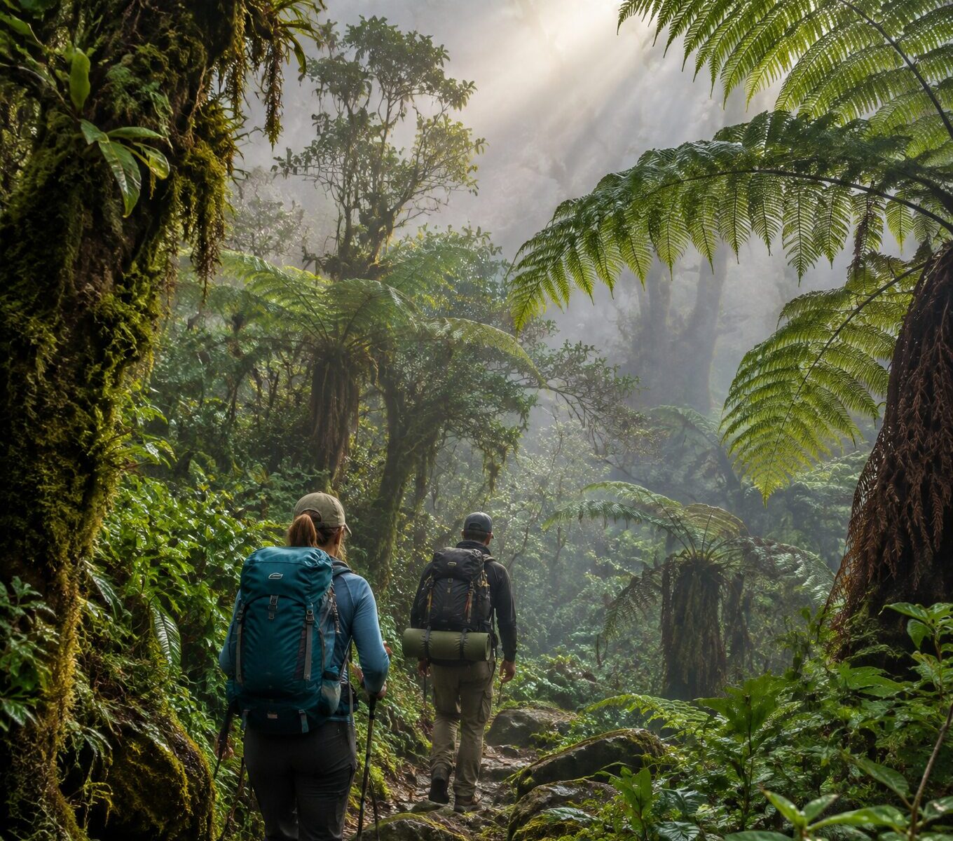Wandernde im Nebelwald von Celaque