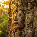 Gemeisselte Maya-Stele in Copán