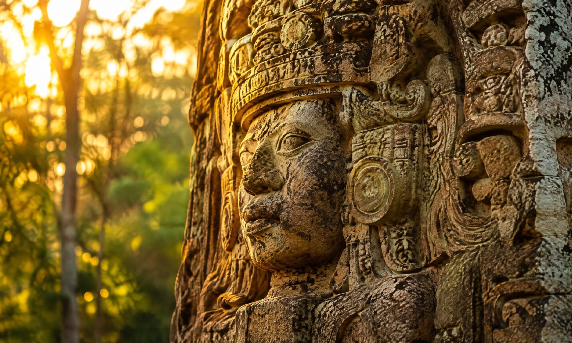 Gemeisselte Maya-Stele in Copán